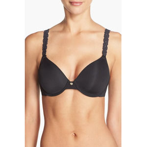 Natori Pure Luxe Underwire T-Shirt Black Lace Adjustable Bra Size 36D